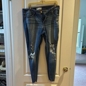 BKE Ripped Blue Skinny Jeans